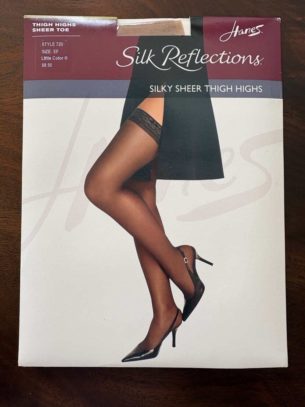 Hanes Silk Reflections Lace Top Thigh Highs Sheer Toe Size EF Little Color Nude